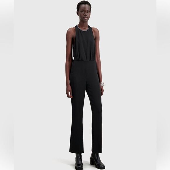 $395 The Kooples back cut out Jumpsuits with metal chain accent NWT SMALL - Picture 3 of 10